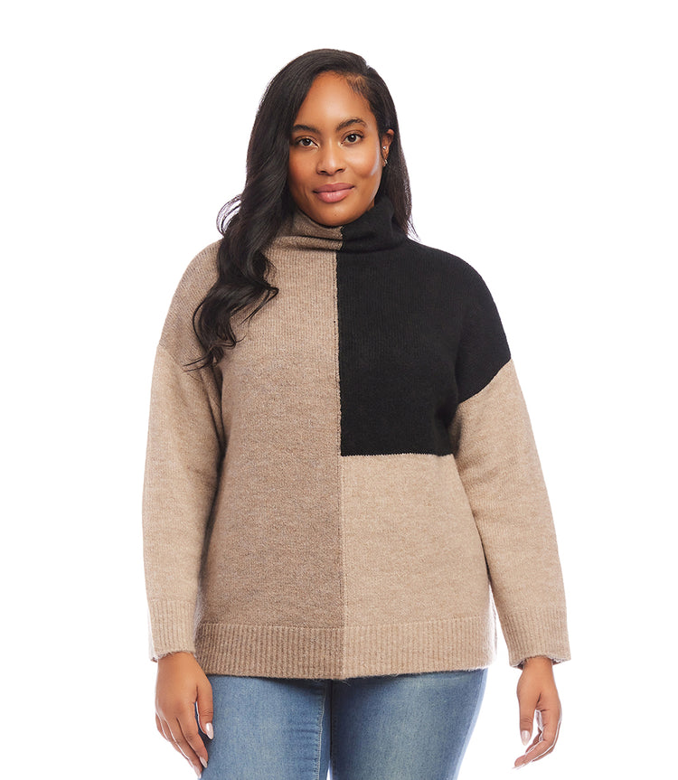 Plus Size Colorblock Sweater