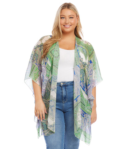 Paisley Plus Size Open Front Jacket | Karen Kane