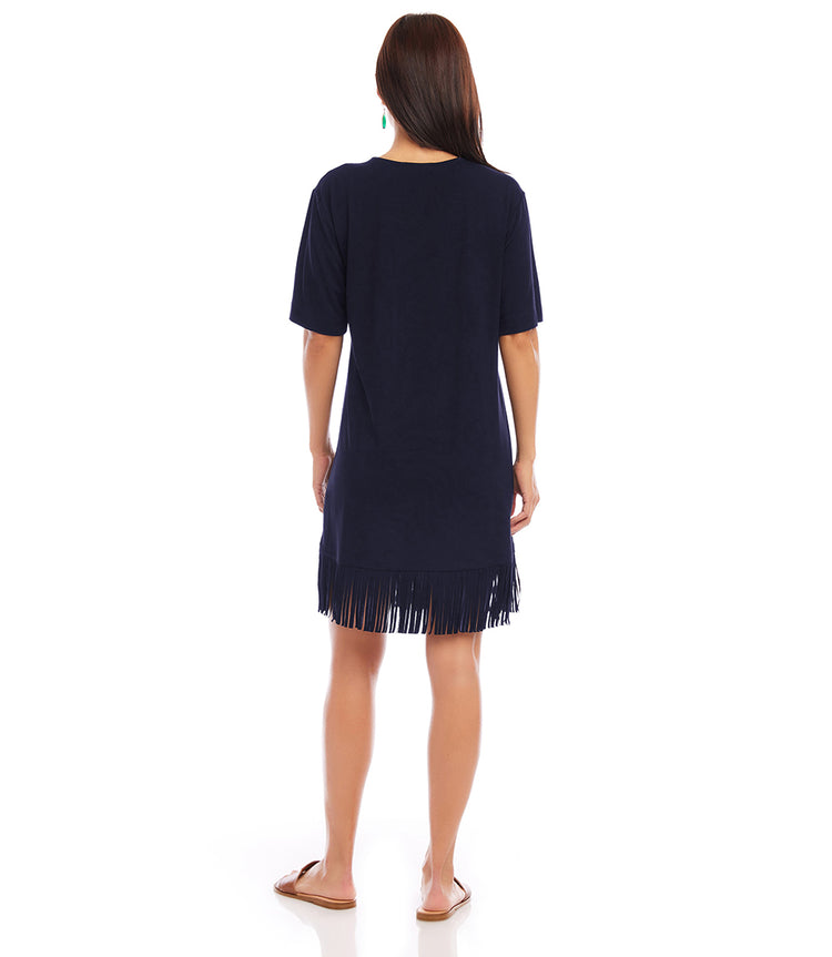 Petite Size V-Neck Fringe Dress