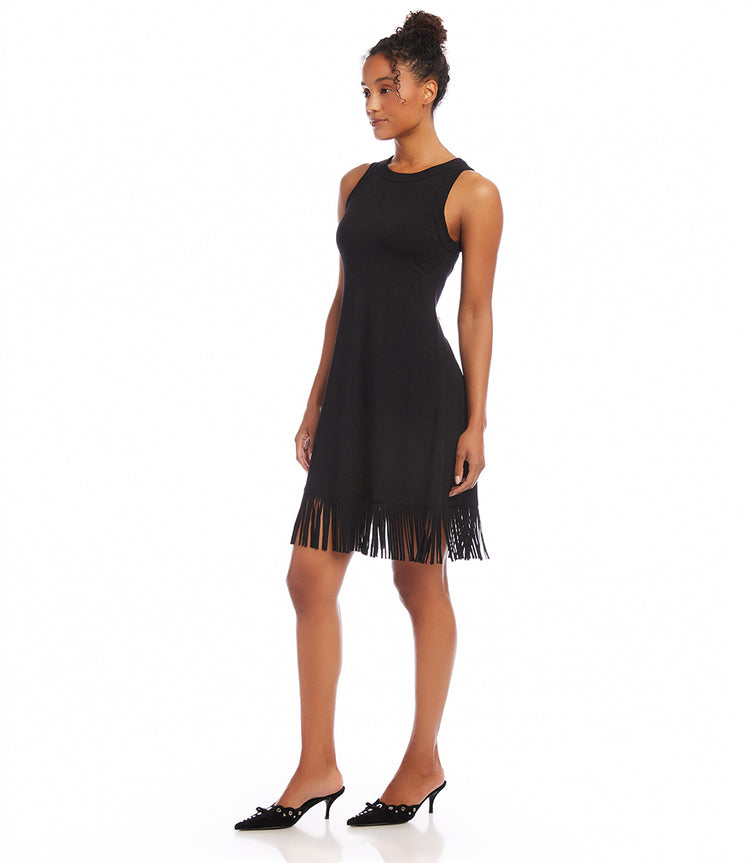 Sleeveless Fringe Hem Dress