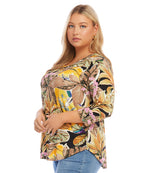 Plus Size Three Quarter Sleeve Shirttail Top