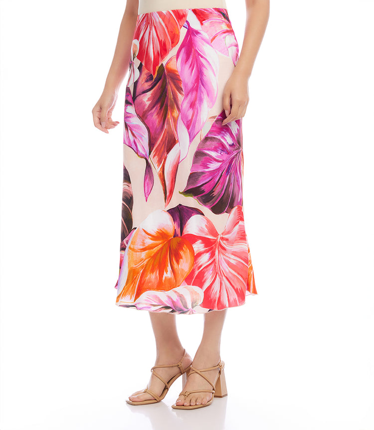 Print Bias Cut Midi Skirt Karen Kane