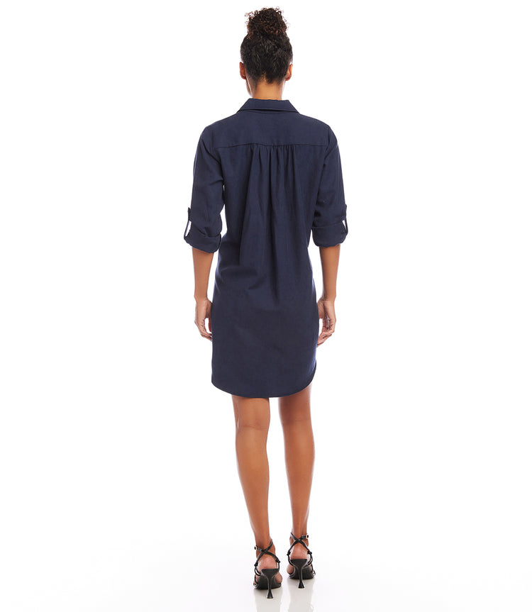 Roll Tab Sleeve Shirtdress