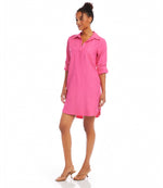 Pink Roll Tab Sleeve Shirtdress Karen Kane