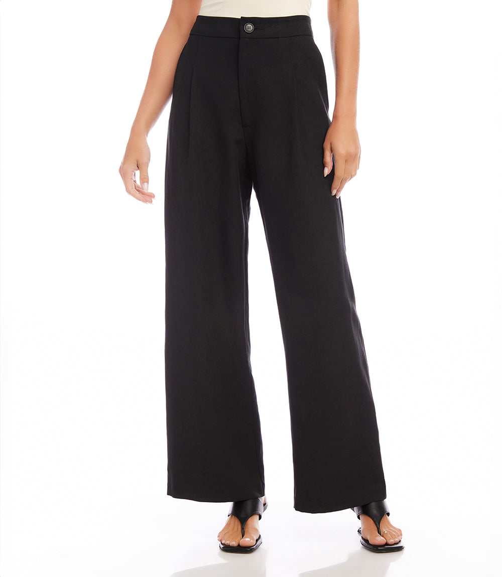 Black Plus Size Front Slit Pants | Karen Kane