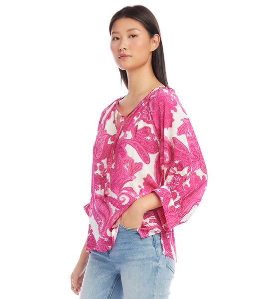 Paisley Blouson Sleeve Top | Karen Kane