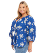 Plus Size Embroidered Tassel Top