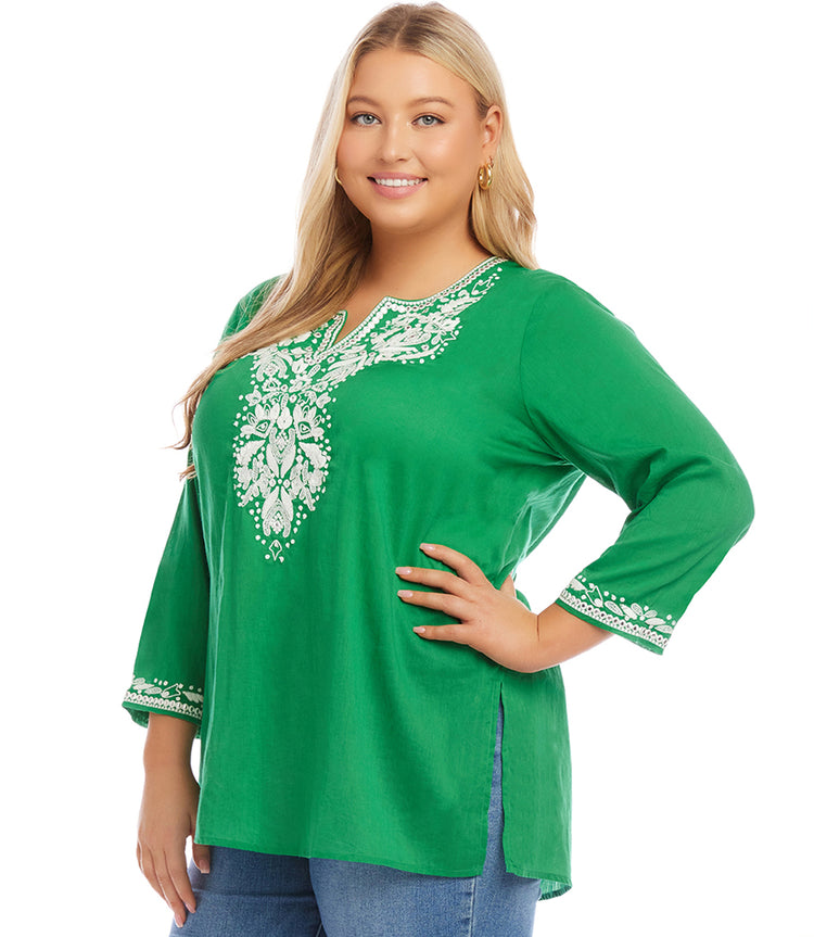 Plus Size Embroidered Tunic