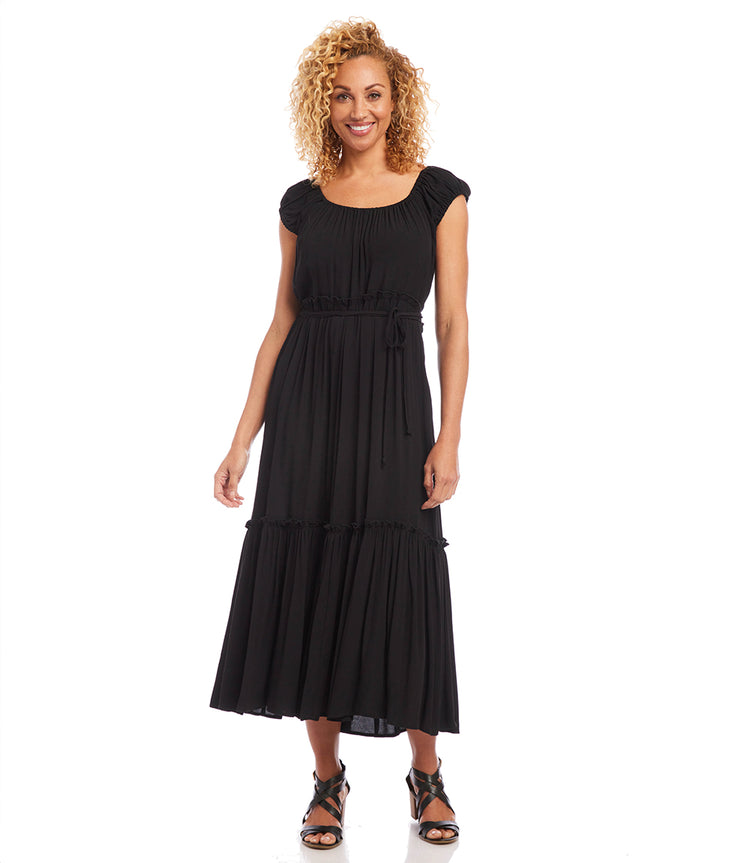 Extended Cap Sleeve Tiered Dress