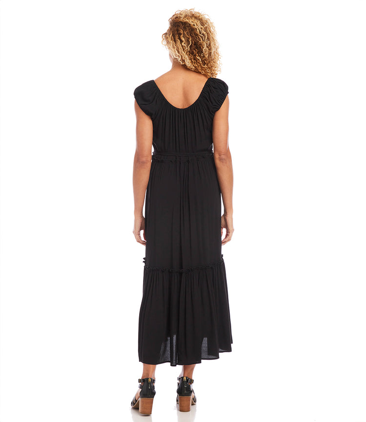 Extended Cap Sleeve Tiered Dress