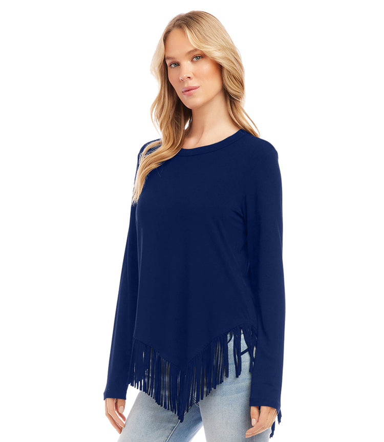 Petite Size Asymmetric Fringe Top