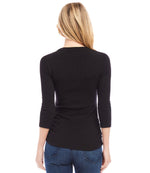 Three Quarter Sleeve Shirred Top