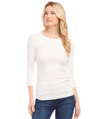 Three Quarter Sleeve Shirred Top