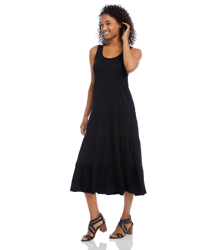 Karen Kane Tiered Midi Dress Black