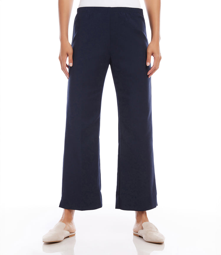 Navy wide leg cropped pants hotsell