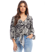 Petite Blouson Sleeve Tie-Front Top