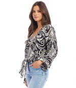 Petite Blouson Sleeve Tie-Front Top