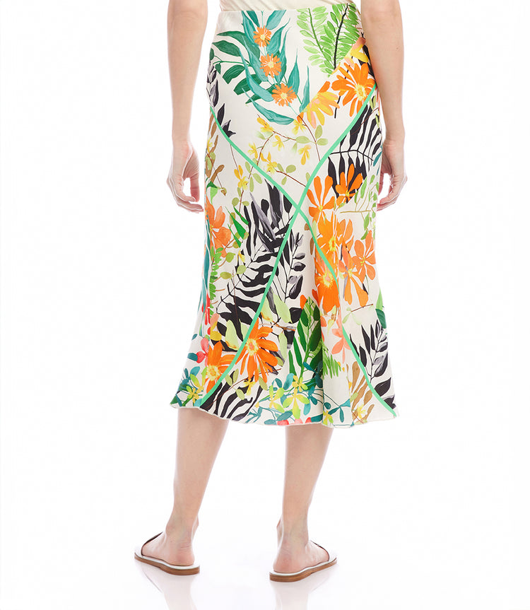 Print Petite Size Bias Cut Midi Skirt Karen Kane