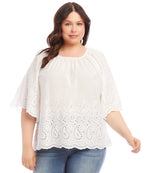 Plus Size Embroidered Peasant Top