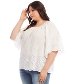 Plus Size Embroidered Peasant Top