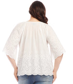 Plus Size Embroidered Peasant Top