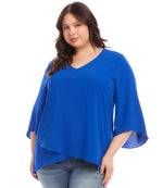 Plus Size Bracelet Sleeve Asymmetric Top