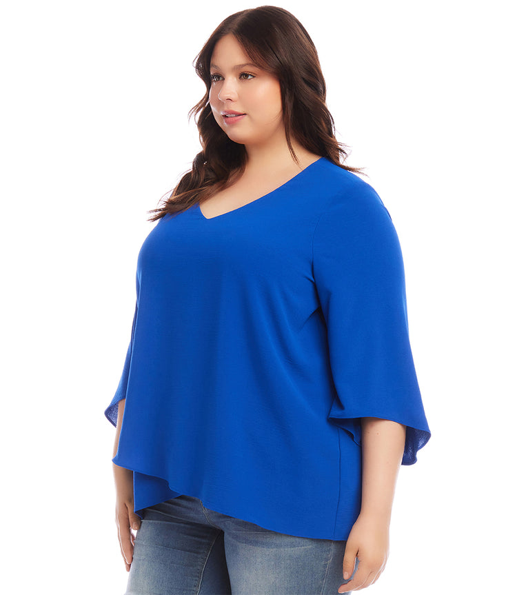 Plus Size Bracelet Sleeve Asymmetric Top