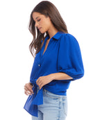 Puff Sleeve Tie-Front Top