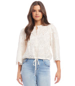 Embroidered Tie Waist Top