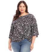 Plus Size Flare Sleeve Pickup Top