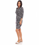 Three Quarter Sleeve Cascade Wrap Dress