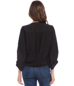 Blouson Sleeve Tie-Front Top