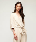 Blouson Sleeve Tie-Front Top