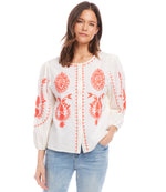 Three Quarter Sleeve Embroidered Top