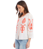 Three Quarter Sleeve Embroidered Top