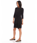 Three Quarter Sleeve Tie Waist Travel Dress