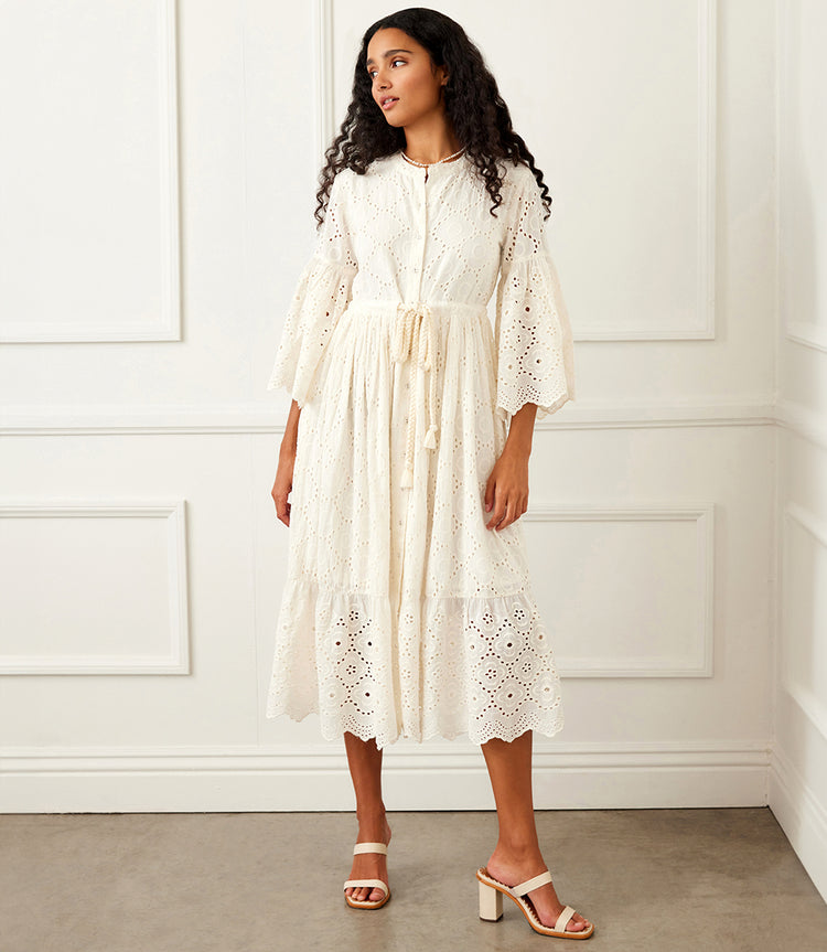 Ivory Tiered Midi Dress Karen Kane