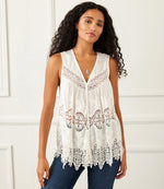 Petite Size Embroidered Lace Top