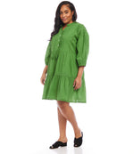 Plus Size Tiered Lace Trim Dress