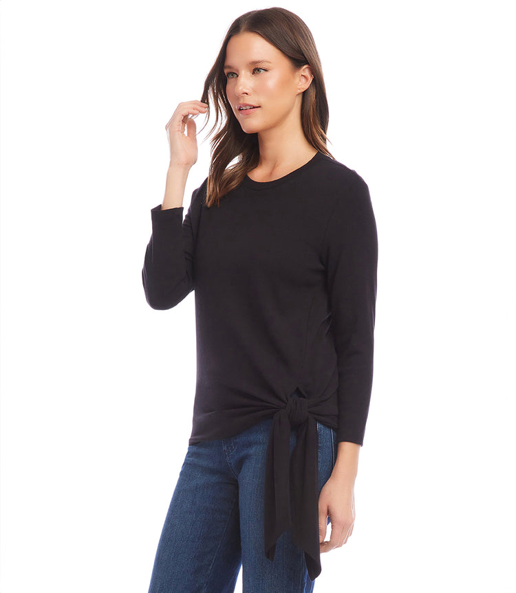 Petite Size Three Quarter Sleeve Side-Tie Top