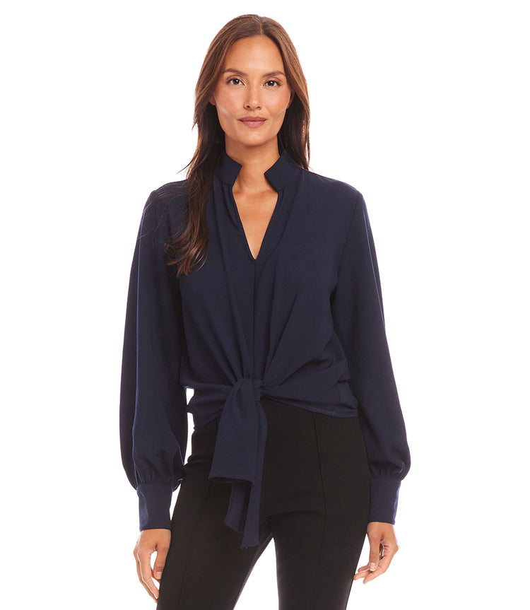 Long Sleeve Tie Front Top