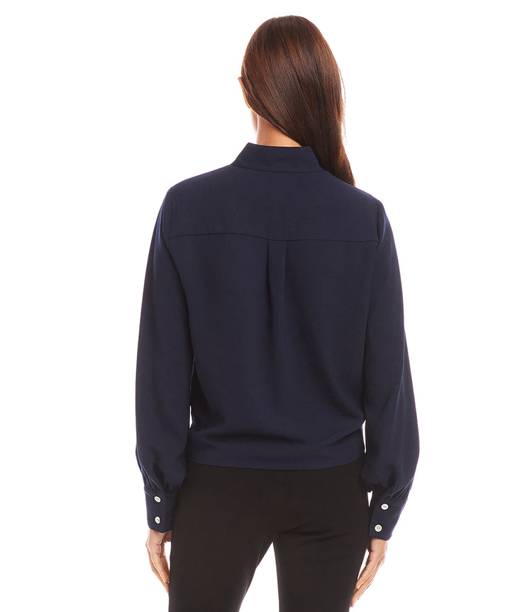 Long Sleeve Tie Front Top