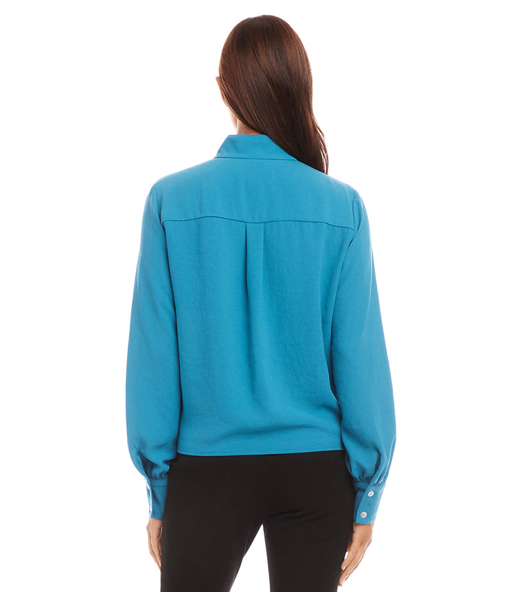 Long Sleeve Tie Front Top