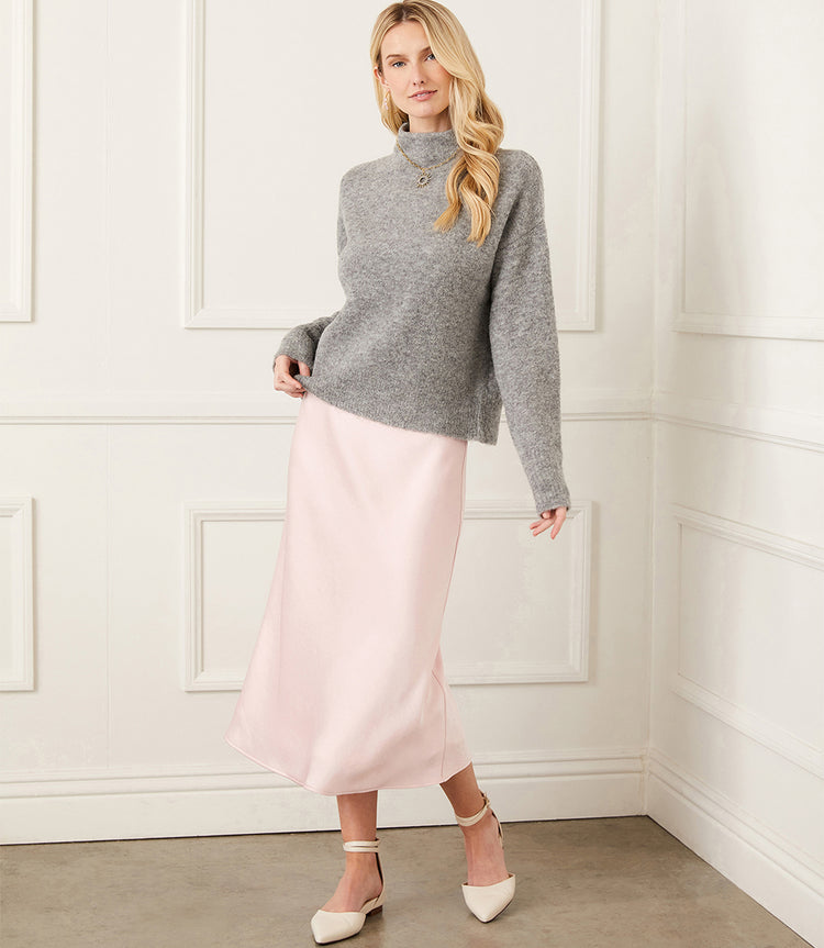 Satin Bias Cut Midi Skirt