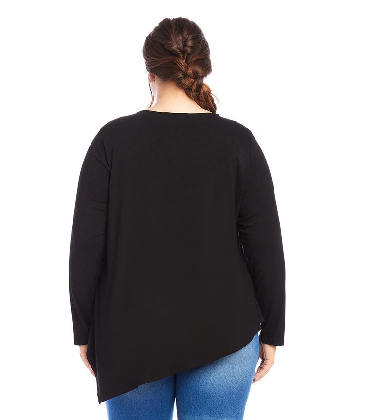 Plus Size Embellished Asymmetric Top