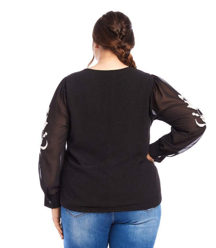 Plus Size Embellished Blouson Top