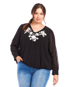 Plus Size Embellished Blouson Top