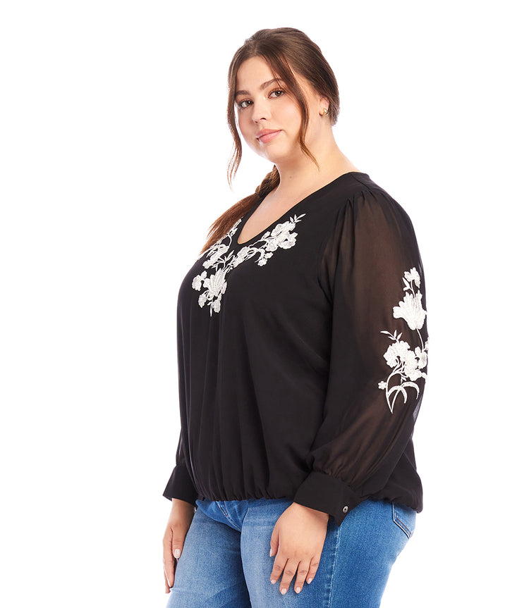 Plus Size Embellished Blouson Top