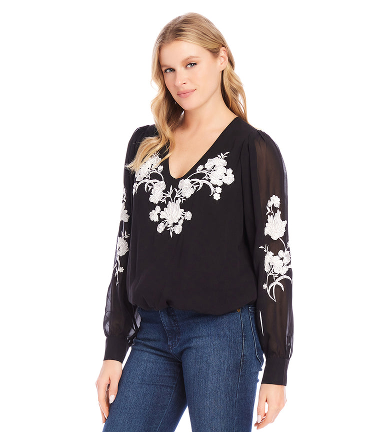 Embellished Blouson Top