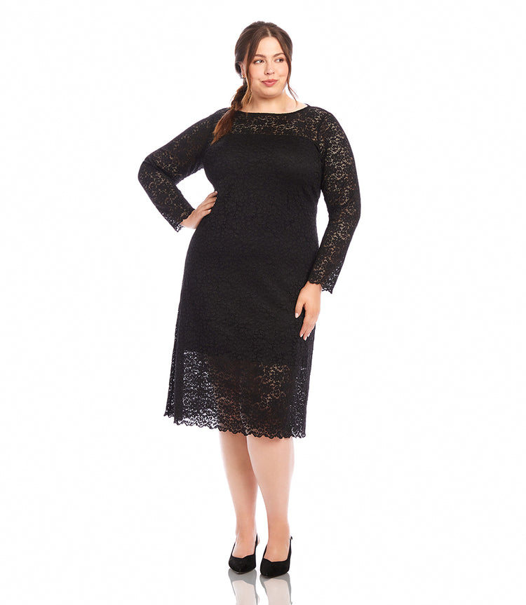 Black Plus Size Column Lace Dress Karen Kane